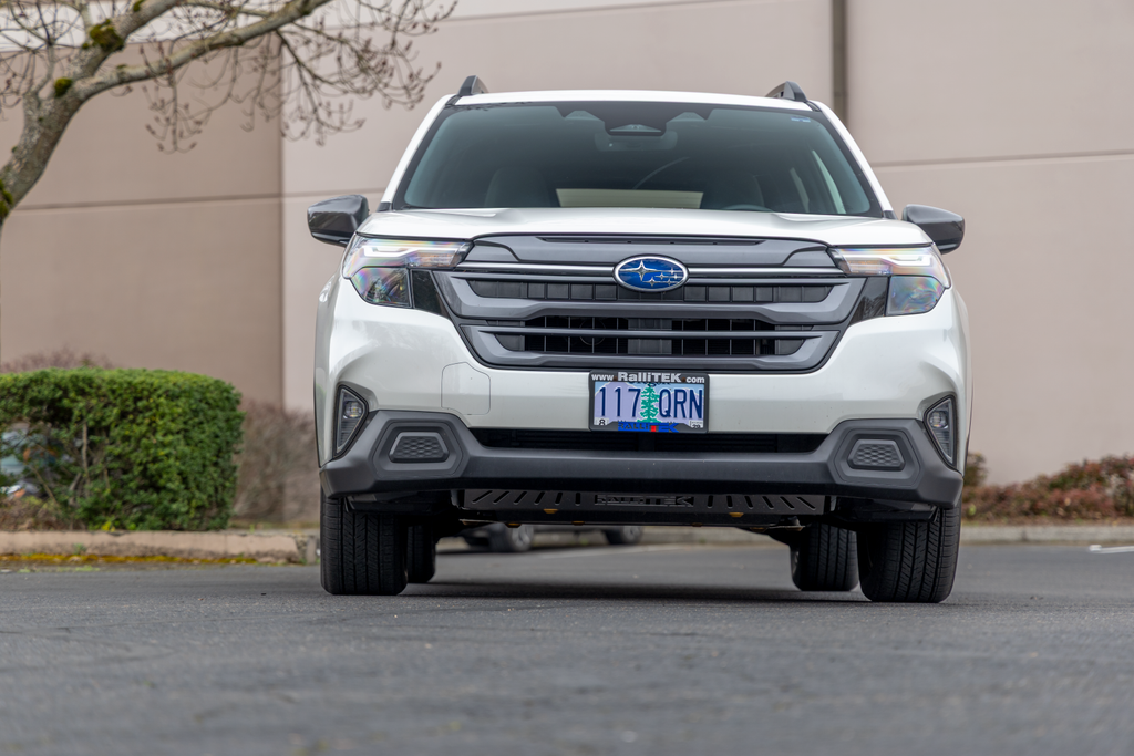 2025 Forester with RalliTEK Front Skid Plate Installed on vehicle