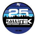 Rallitek Subaru Performance 25th Anniversary logo with blue and black design